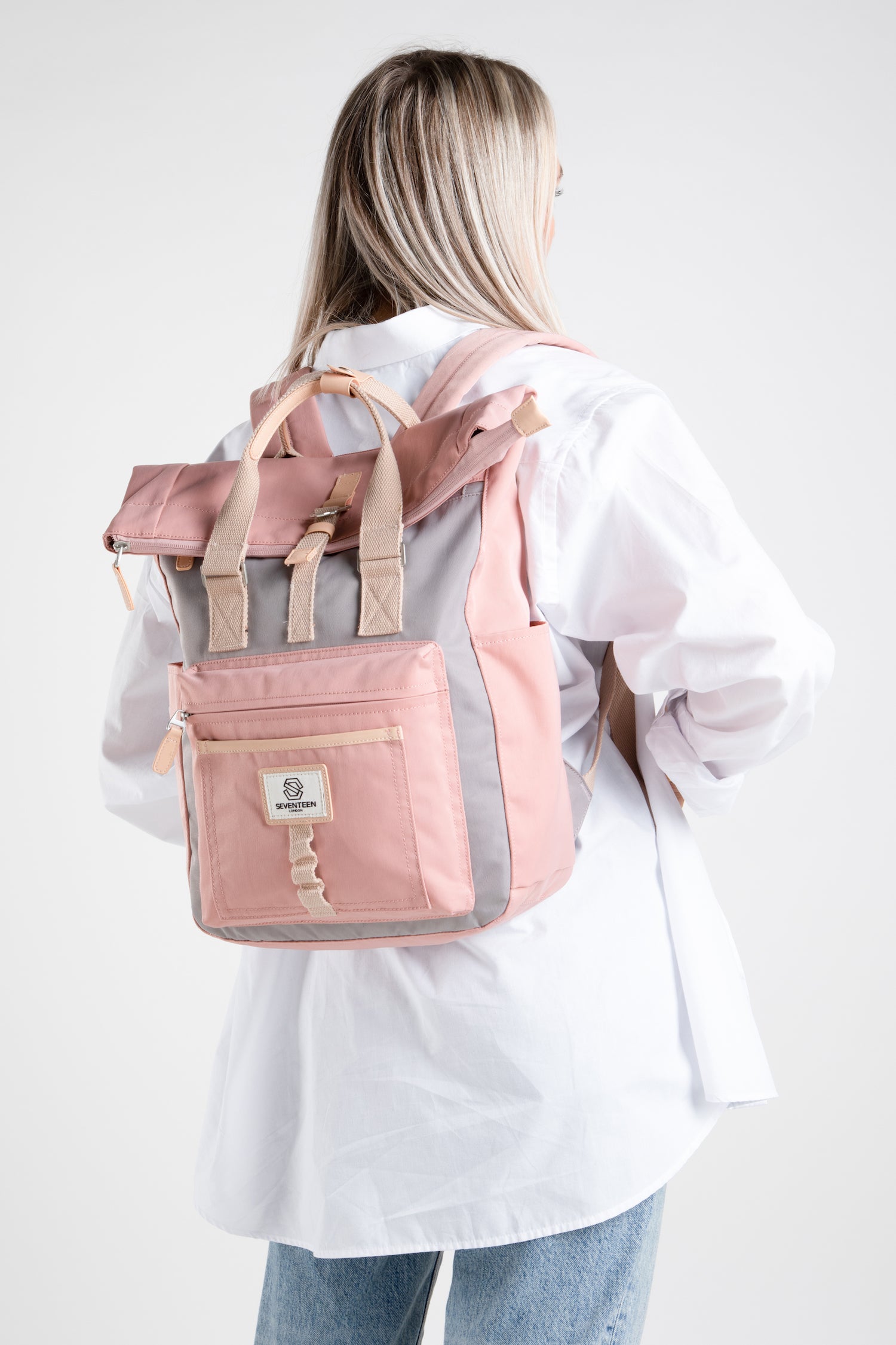 Canary Wharf Backpack - Pink with Grey