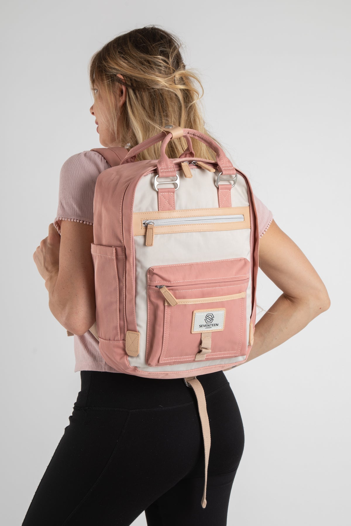Wimbledon Backpack - Cream with Pink - Seventeen London