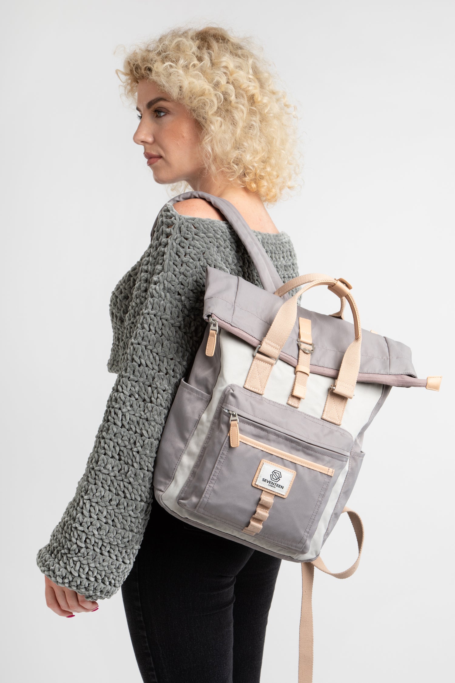 Canary Wharf Backpack - Grey with Cream
