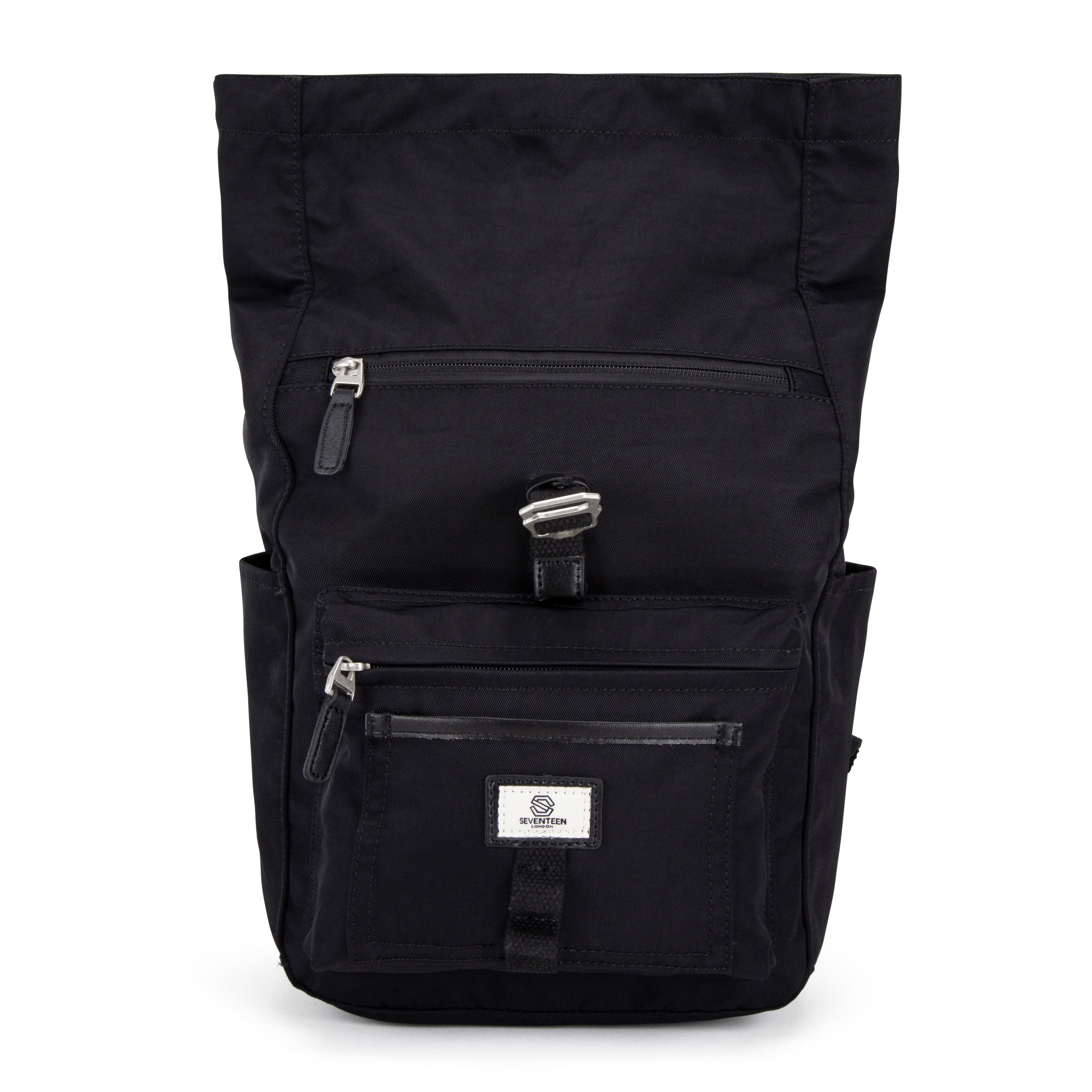 Canary Wharf Mini Backpack - Black with Black - Seventeen London