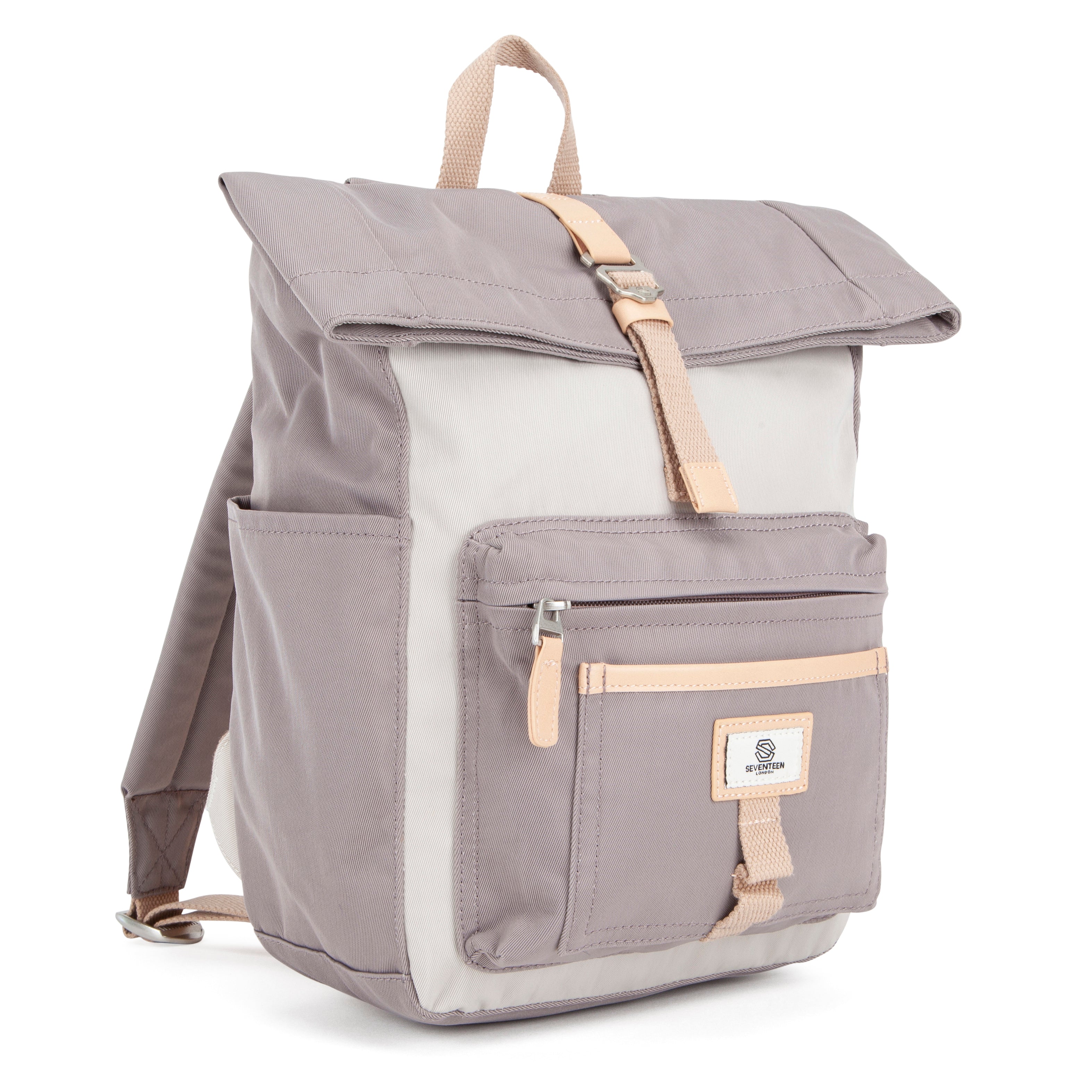 Canary Wharf Mini Backpack - Grey with Cream - Seventeen London