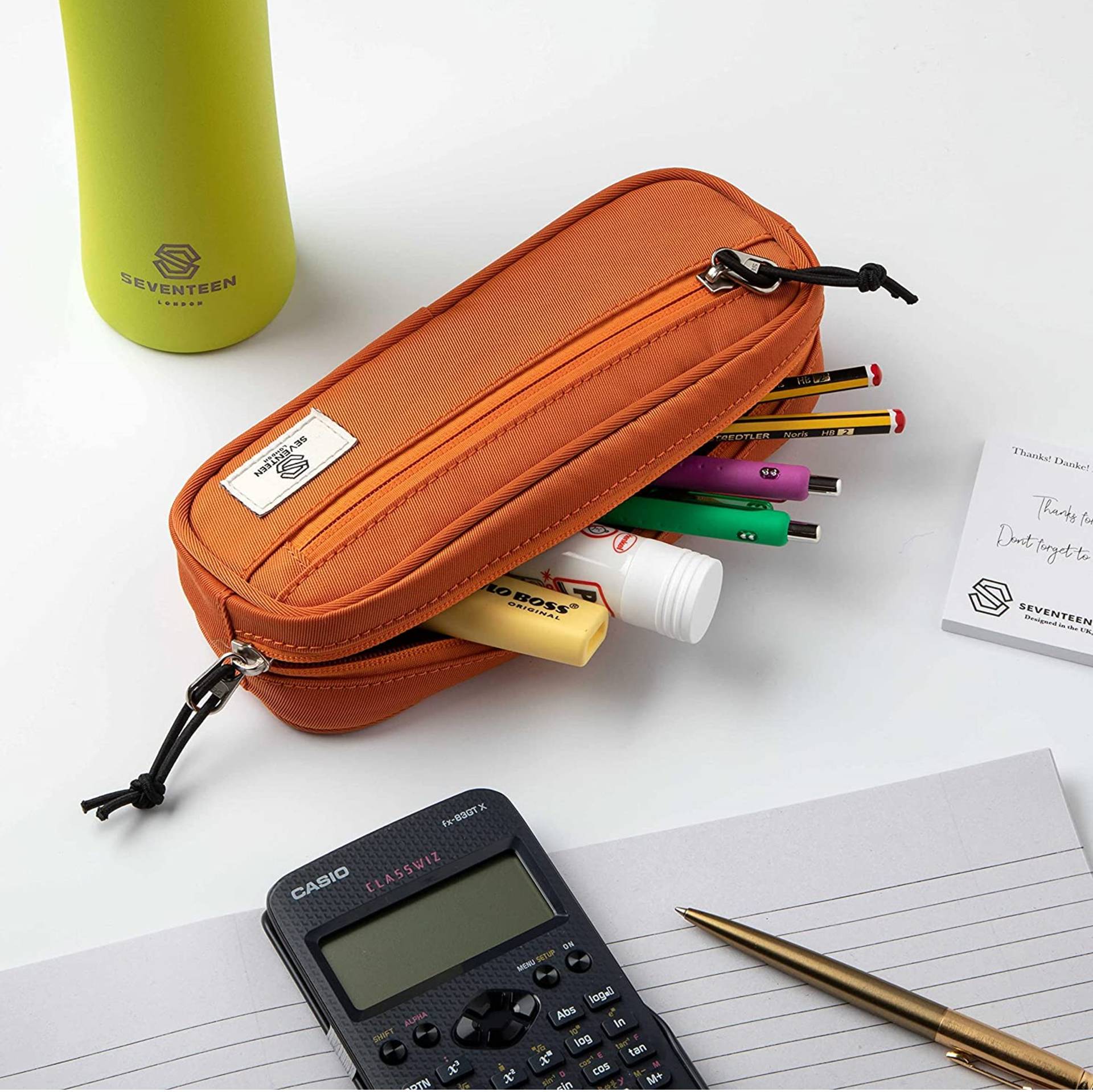 Mitcham Pencil Case - Orange - Seventeen London