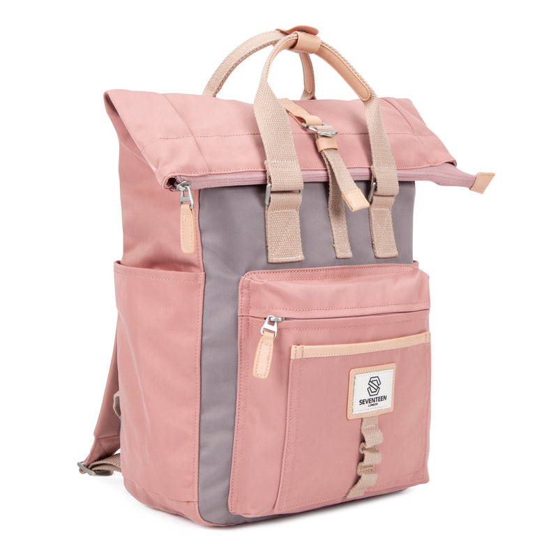 The Canary Wharf Backpack - Pink with Grey
